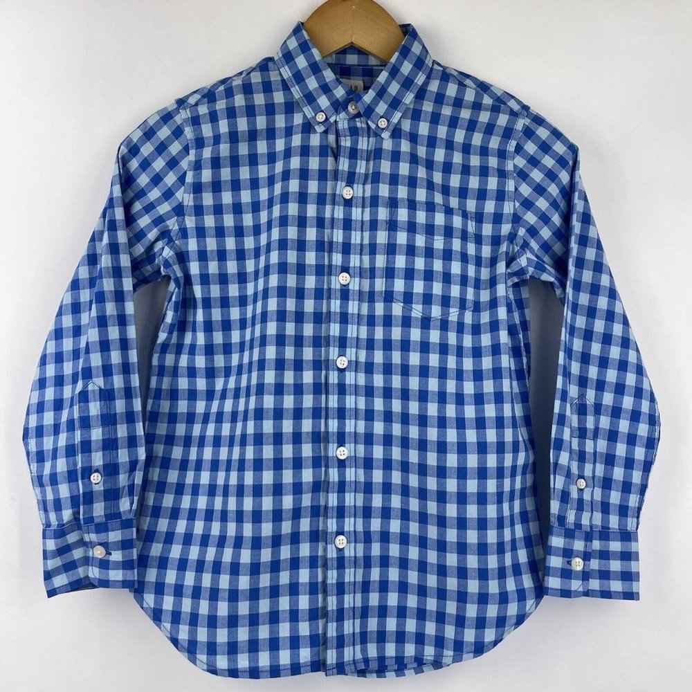 Gap Kids Shirt Boys Medium M Blue Plaid Button Shirt
